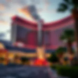Exterior view of the Mirage showcasing its iconic volcano attraction