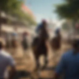 Vibrant scene of a horse racing event at Belmont Park