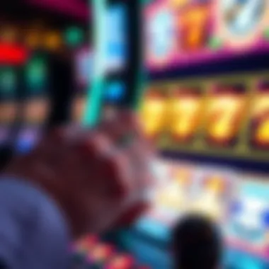 Close-up of a player's hand interacting with an online alien slot game