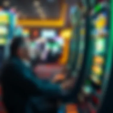 Player engaged with a slot machine, focused on gameplay