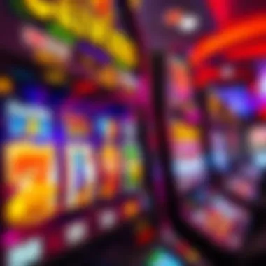 Close-up of a slot machine display with vibrant graphics