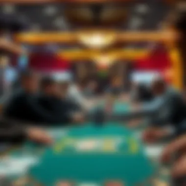 Dynamic PLO Texas Hold'em Table An overview of a bustling PLO Texas Hold'em table with players engaged in thought and strategy.