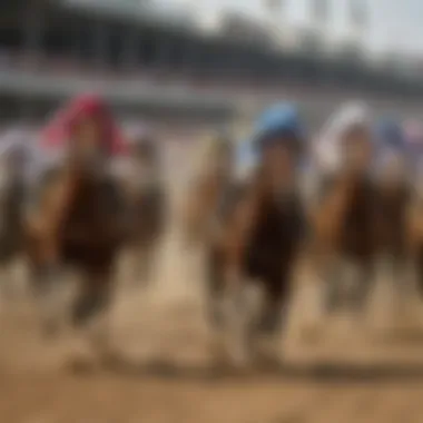 Horses racing at the Kentucky Derby