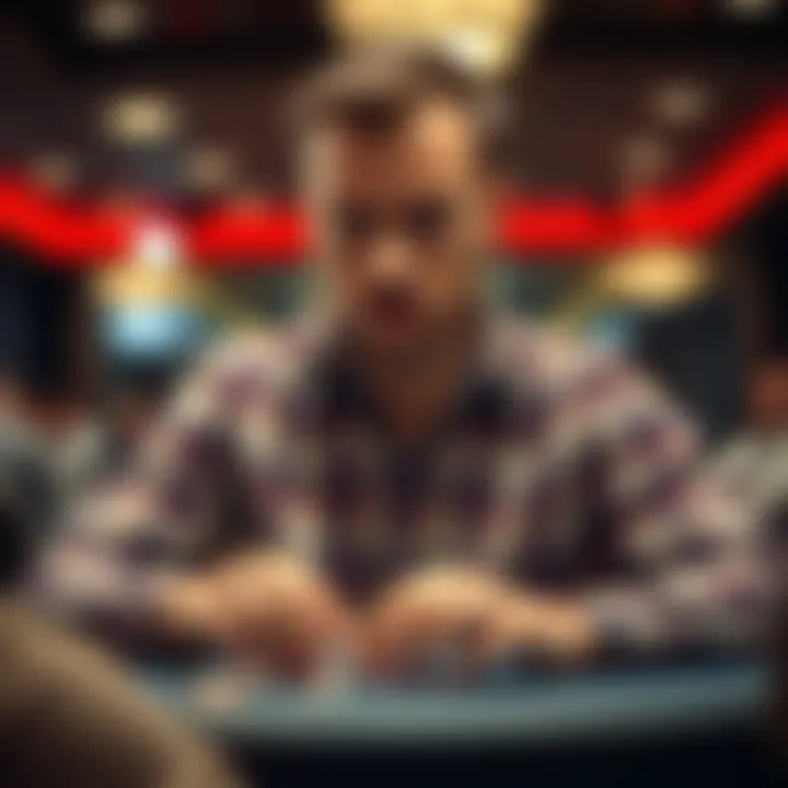 A contemplative individual evaluating poker decisions