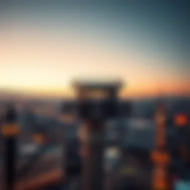 An overview of the Stratosphere Jump platform against the backdrop of the city