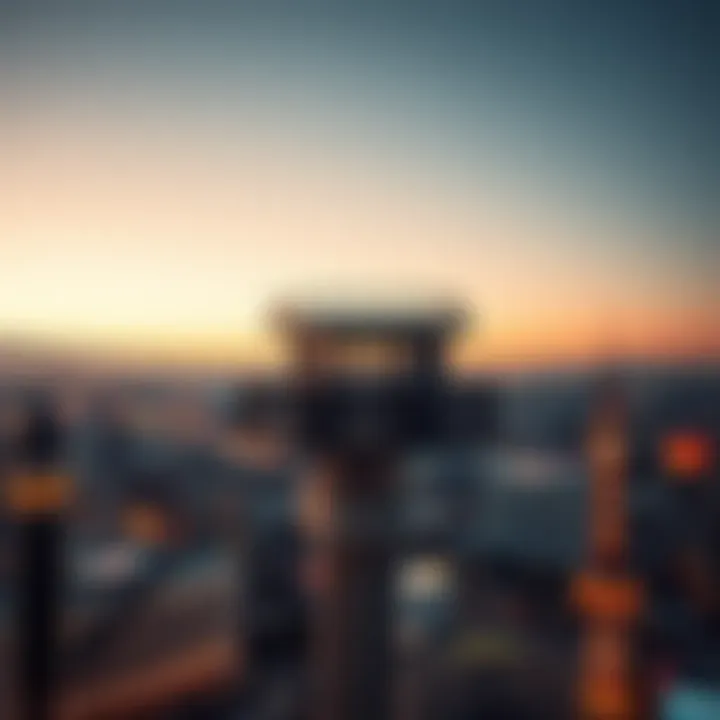 An overview of the Stratosphere Jump platform against the backdrop of the city