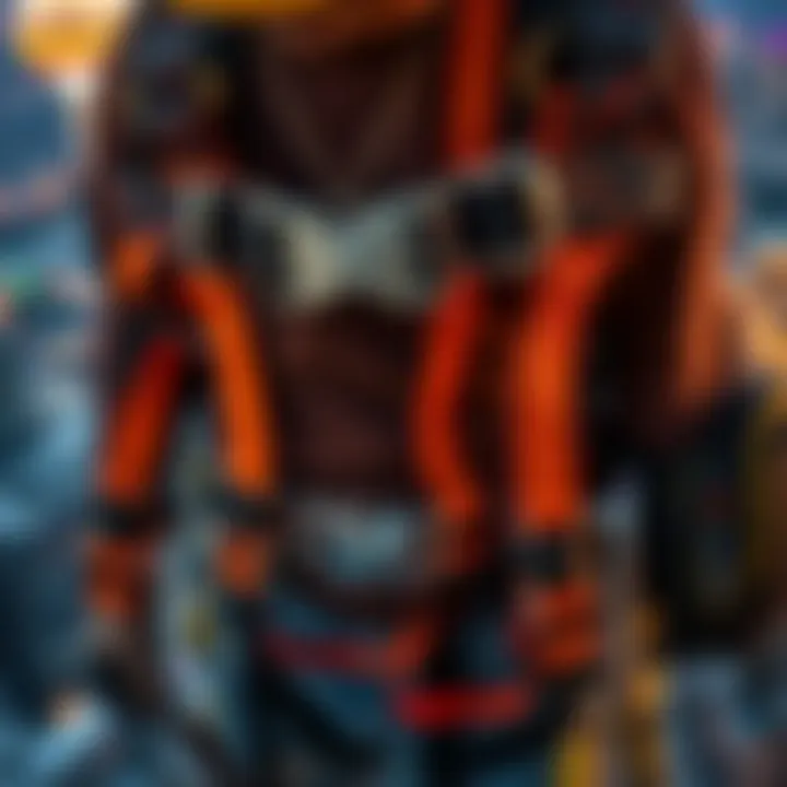 A close-up of the safety harness and gear used for the jump