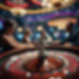 Close-up of a live roulette table with players engaged.