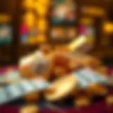 Symbolic representation of gold intertwined with lottery tickets