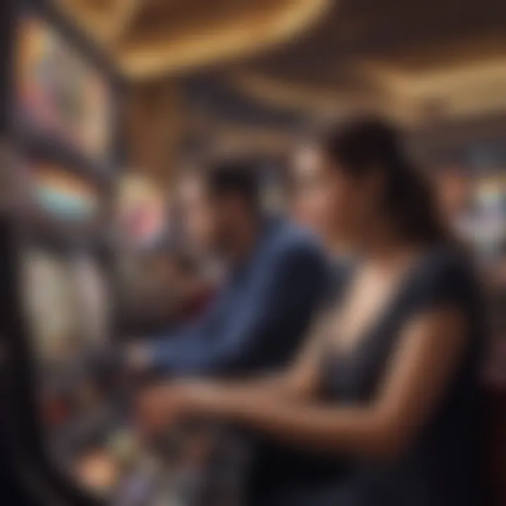 An engaging scene depicting players captivated by the fast money slot machines in a casino.