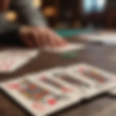 Close-up of Omaha cards spread on a table