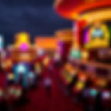 A captivating view of the casino during a bustling evening, filled with excitement