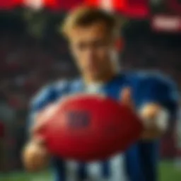 Eli Manning showcasing a signed football