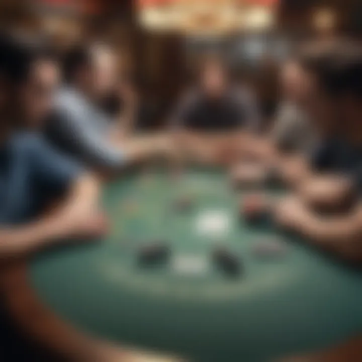 A busy poker table during peak hours