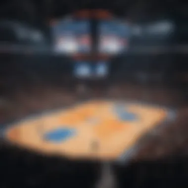 Euroleague basketball court with teams in action