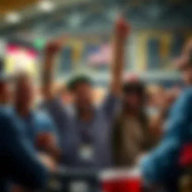 A group of enthusiastic bettors celebrating a successful wager