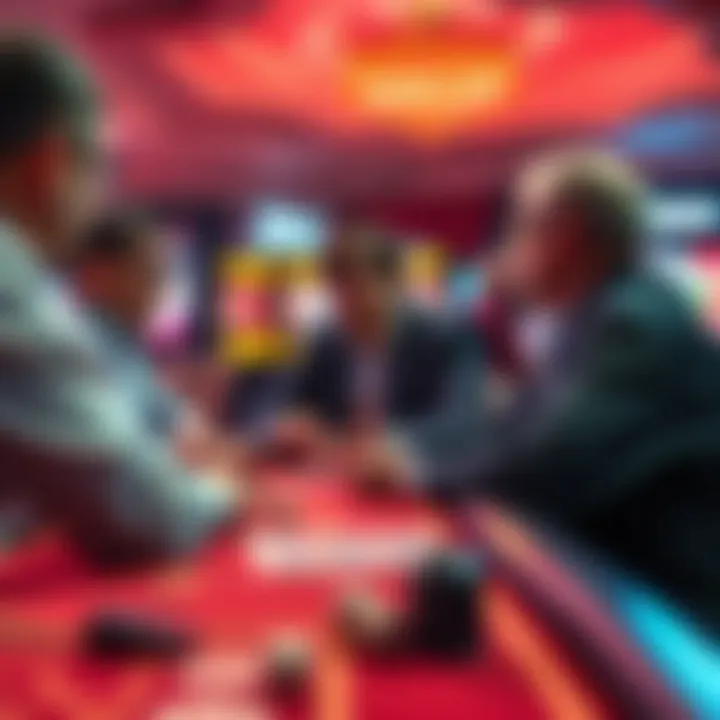 A strategic discussion among players at a keno table.
