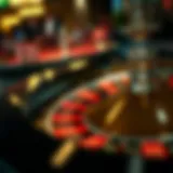 Close-up of a roulette wheel showcasing street bets