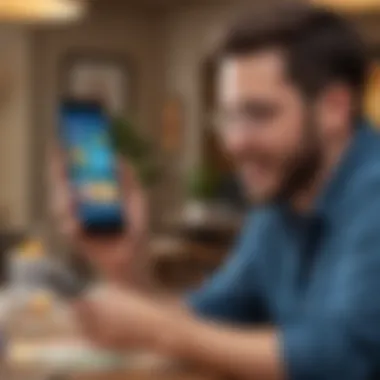 User interacting with the Mega Millions app on a smartphone