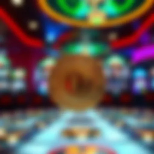 Symbolic representation of Wizard of Oz slot coins in a vibrant casino setting